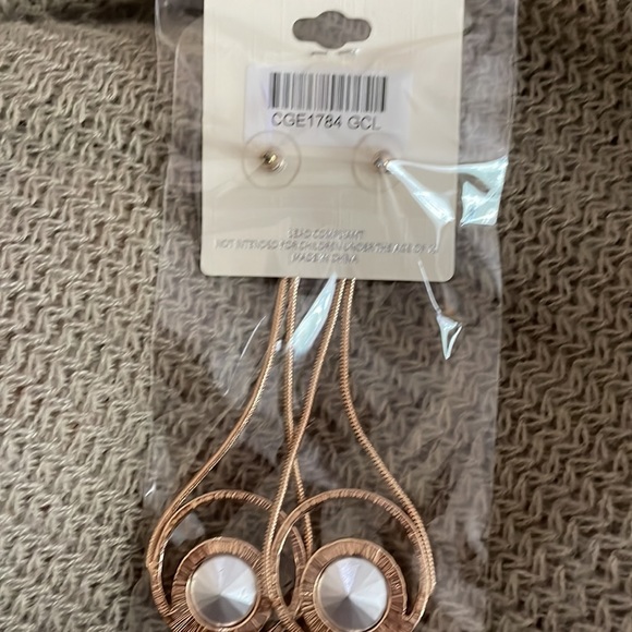 Mia Collection Women’s Jewelry dangling earrings with diamond circles- NWT - Picture 6 of 7